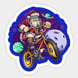 Christmas Santa cycling in space Sticker